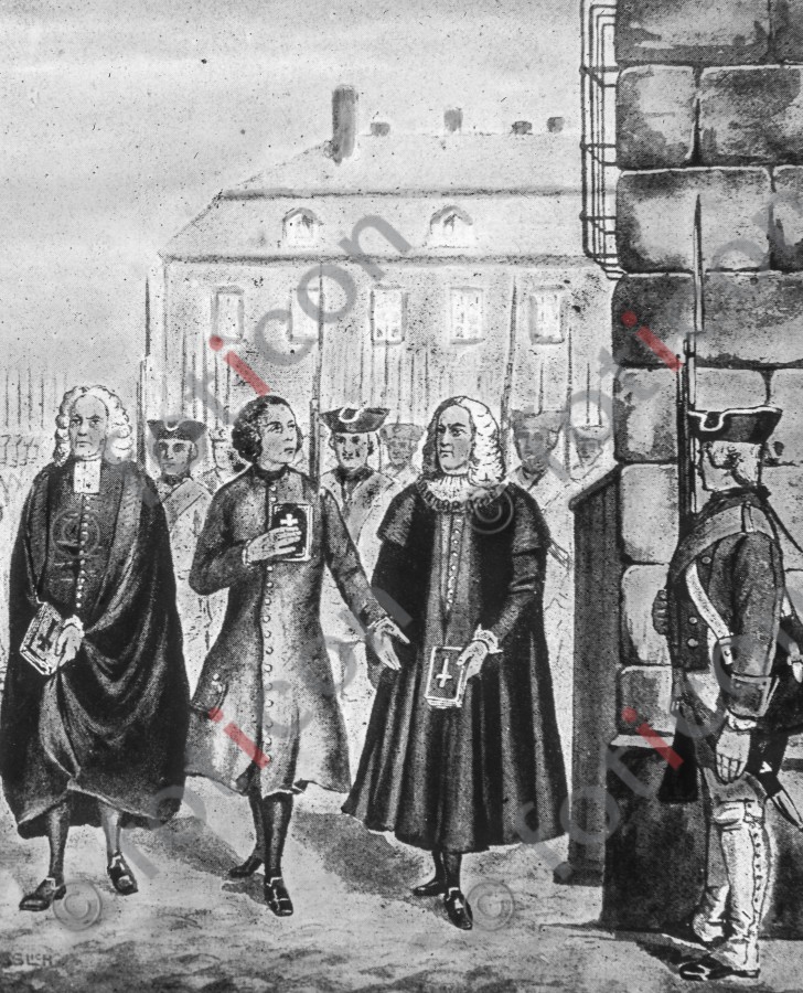 Hans Hermann von Katte auf seinem letzten Gang ; Hans Hermann von Katte on his last journey (foticon-simon-190-010-sw.jpg)